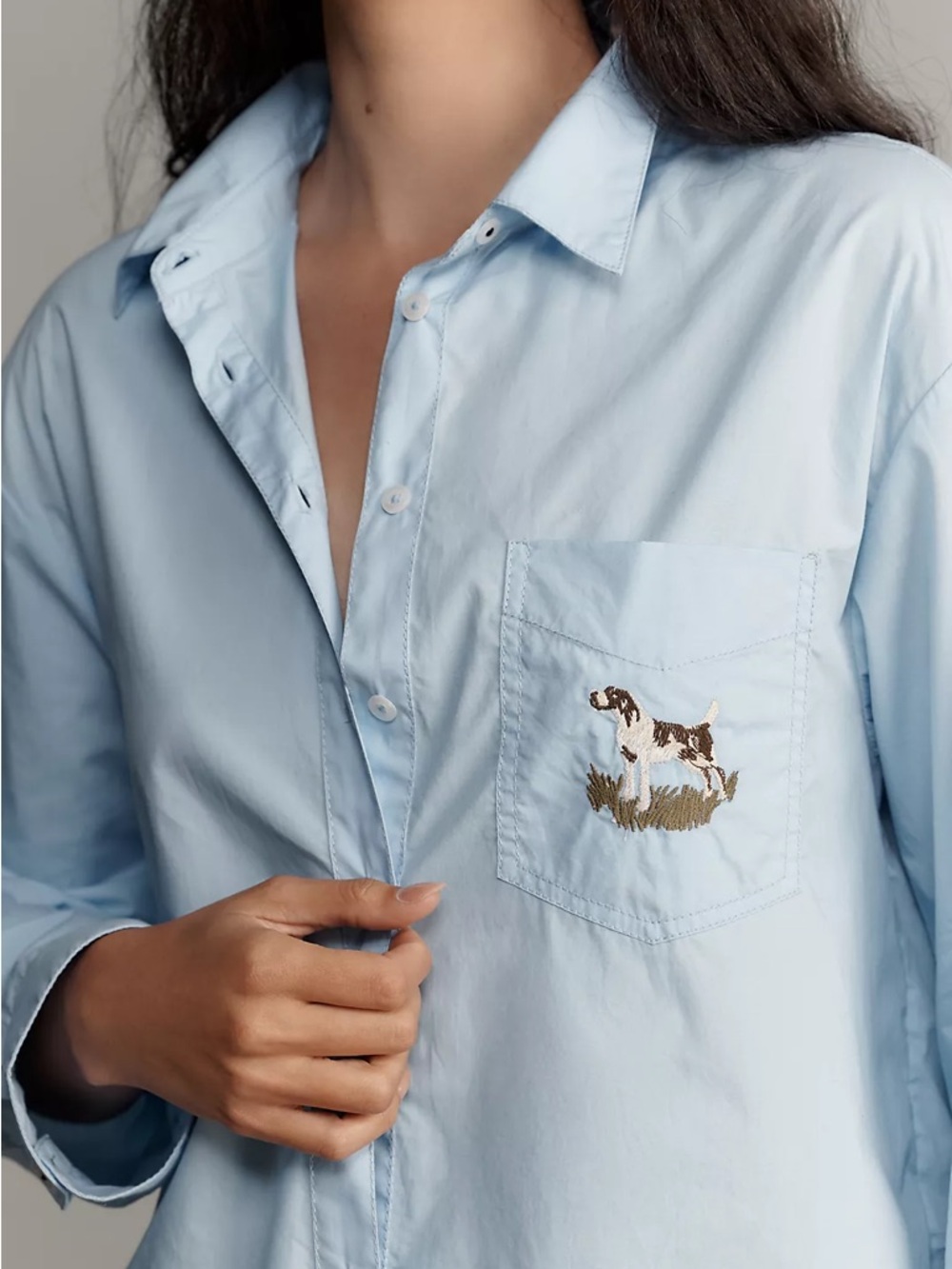 The Shrunken Bennet Buttondown Shirt by Maeve dog embroidery Small NWT $118